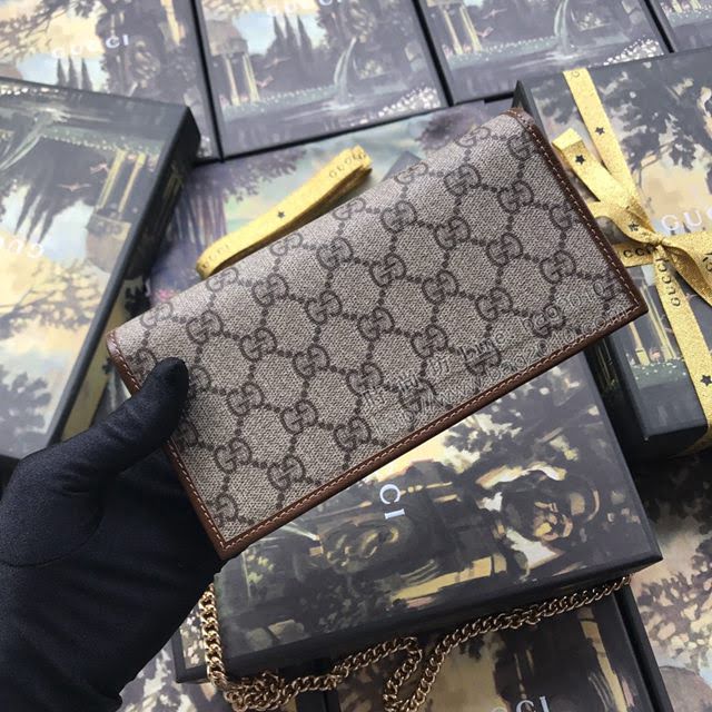 Gucci錢包 古馳2020新款 甩紋牛皮 Gucci三折短錢包 474746黑色全皮  gdj1176